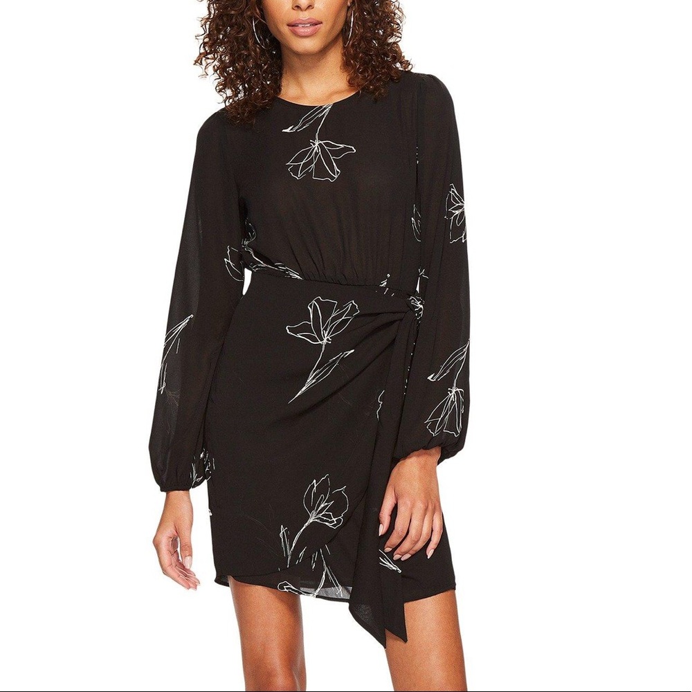 ASTR Black Floral Dress with Side Bow NWT